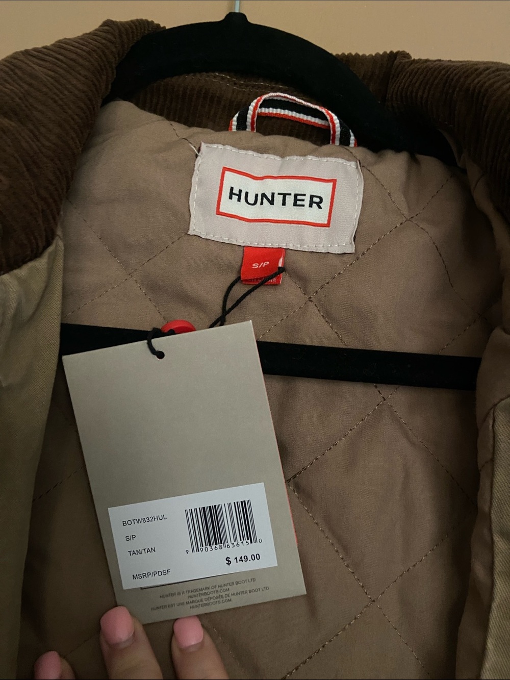 Hunter Tan Field Jacket with Brown Corduroy Collar - Picture 2 of 3